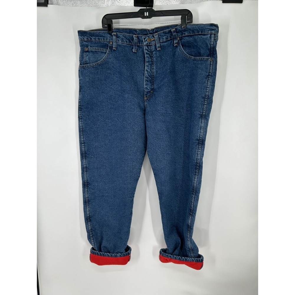 Wrangler Thermal‎ Jeans Mens 44x32 Blue Denim Fleece Lined Relaxed Fit Straight
